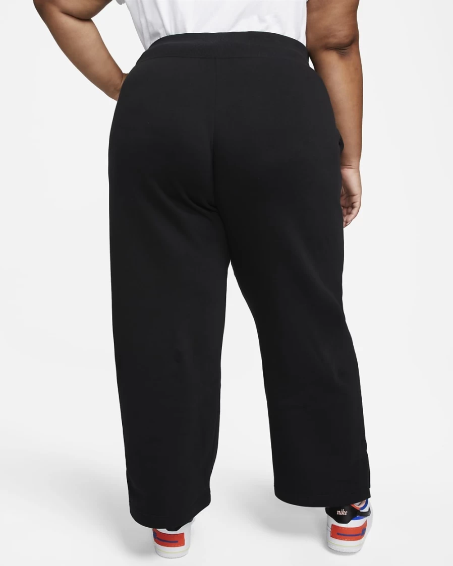 Nike Women's Plus Size High-Waisted Wide-Leg Fleece Sweatpants in Black/Sail - Phoenix Fleece Sportswear