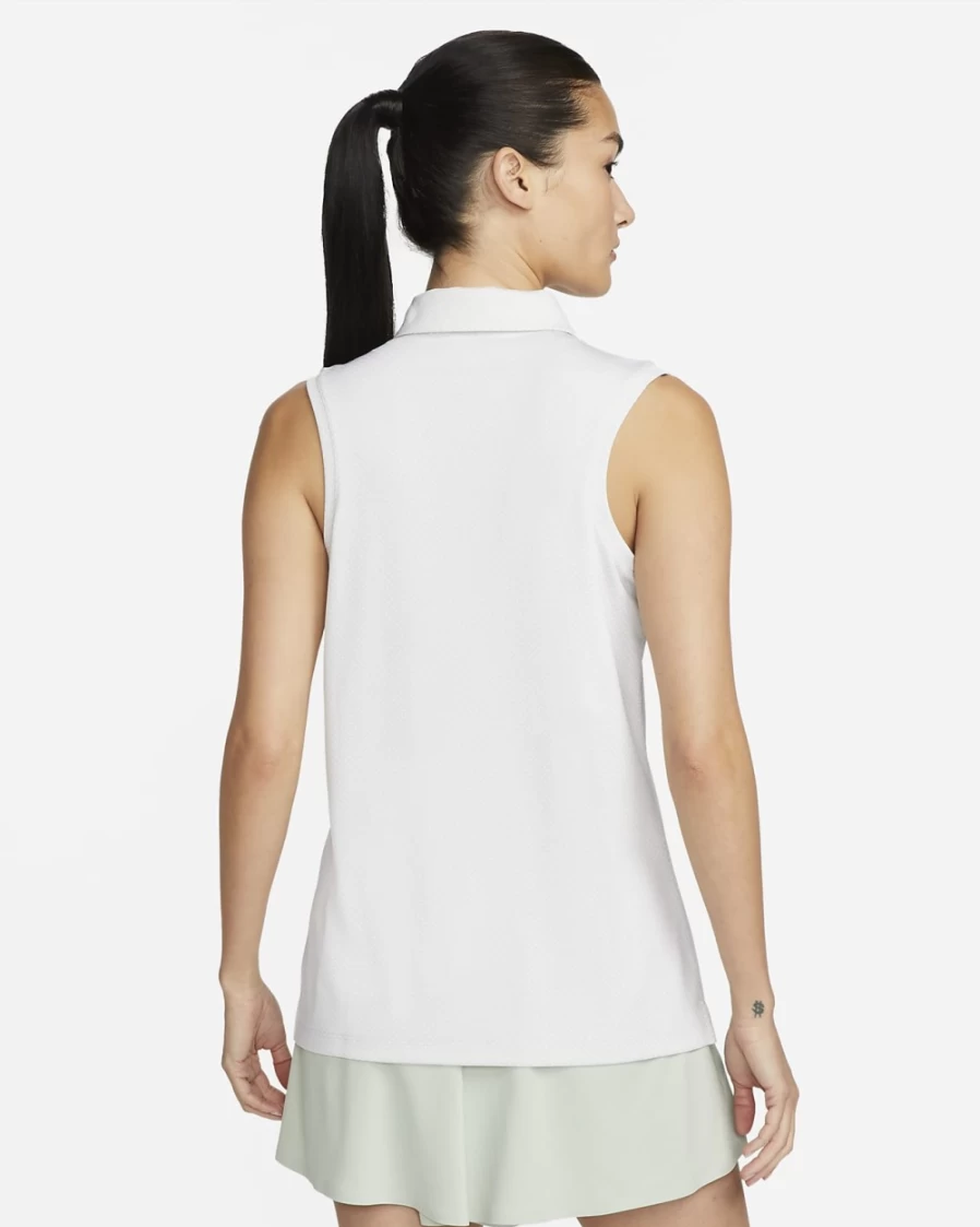 Nike Dri-FIT Victory Women's Sleeveless Golf Polo - White/Photon Dust/Black - Moisture-Wicking Performance Top