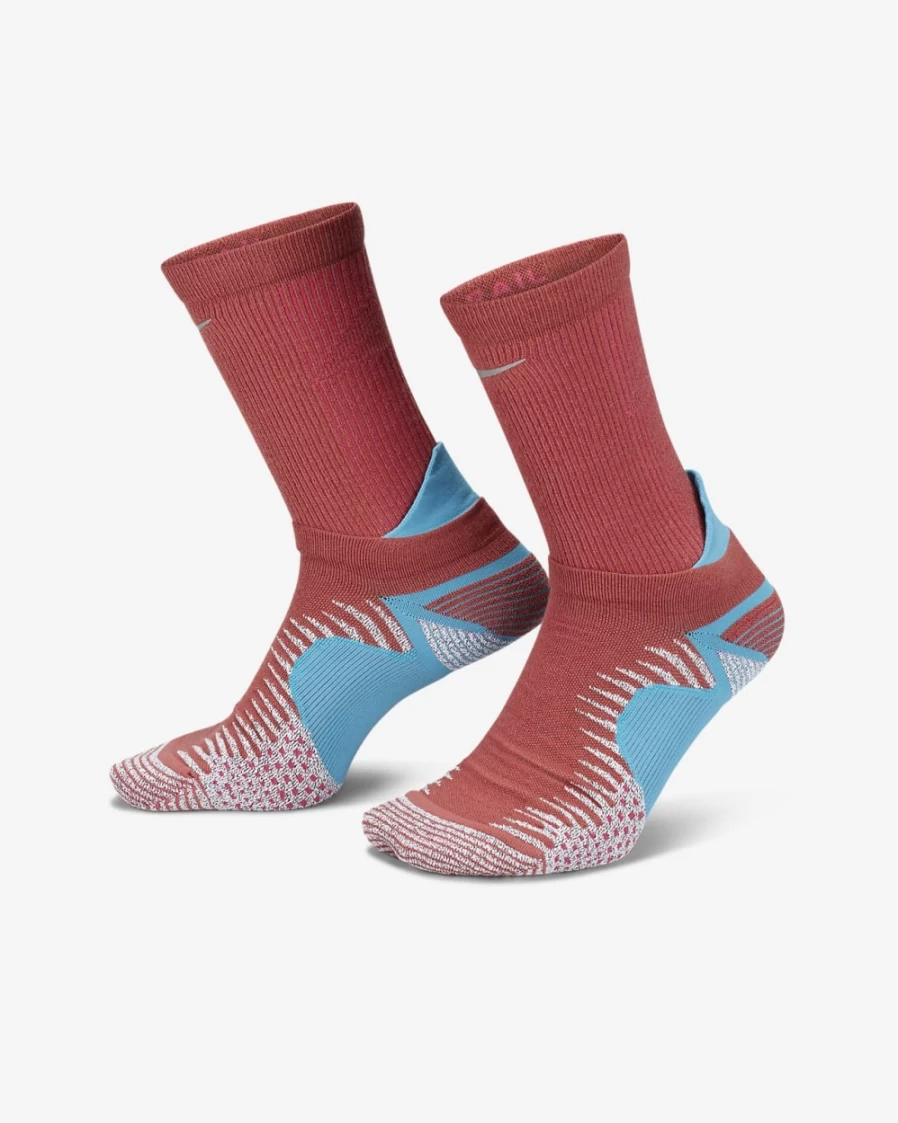Nike Trail Running Crew Socks for Men & Women - Canyon Rust/Watermelon/Dark Turquoise Performance Athletic Socks