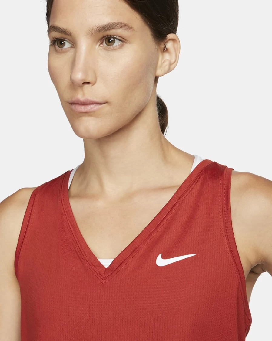 Nike Women's Cinnabar/White Tennis Tank Top - NikeCourt Victory Athletic Shirt