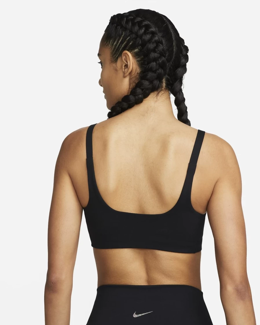 Nike Women's Alate Versa Light-Support Yoga Sports Bra - Black/Iron Grey, Lightly Lined for Comfort