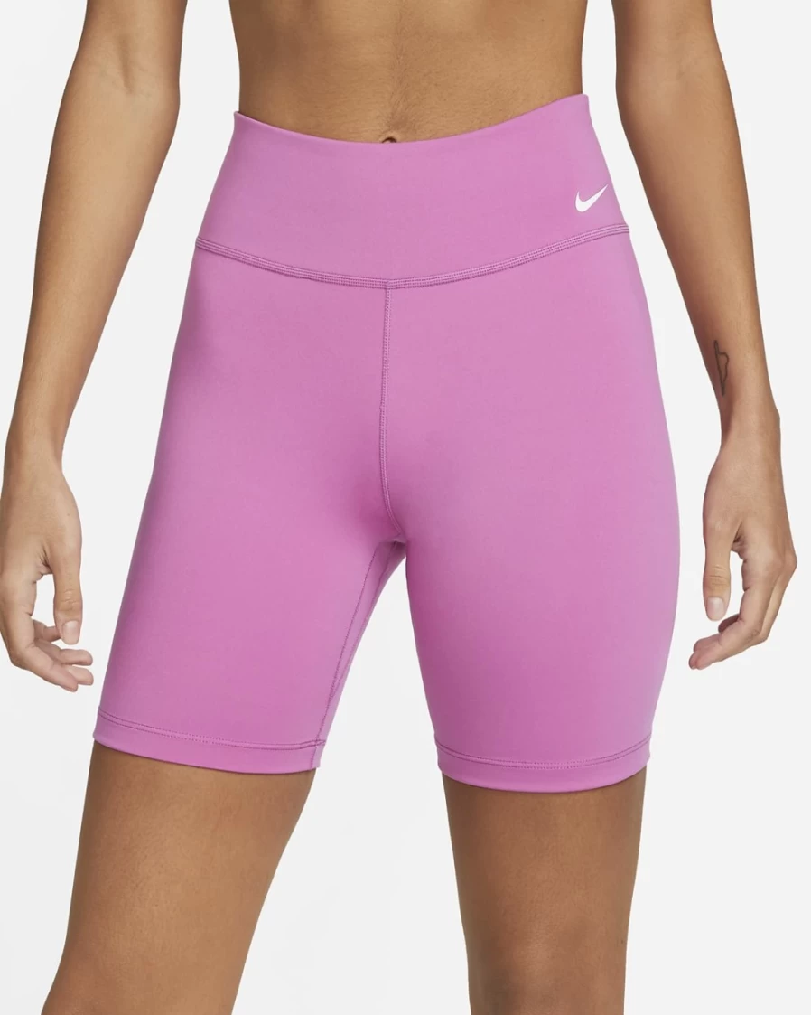 Nike Women's Cosmic Fuchsia/White Mid-Rise 7" Biker Shorts - One Collection