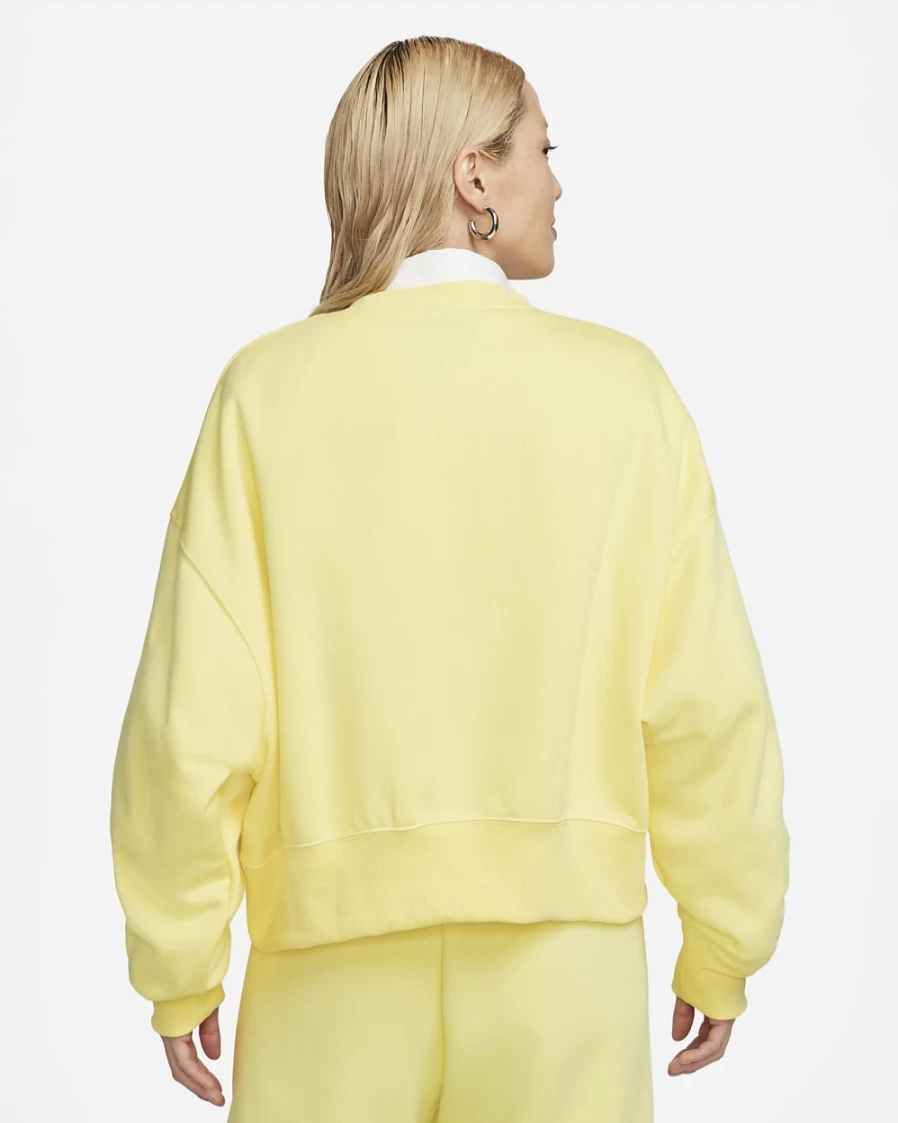Nike Women's Lemon Chiffon/Sail Phoenix Fleece Oversized Crewneck Sweatshirt | Sportswear
