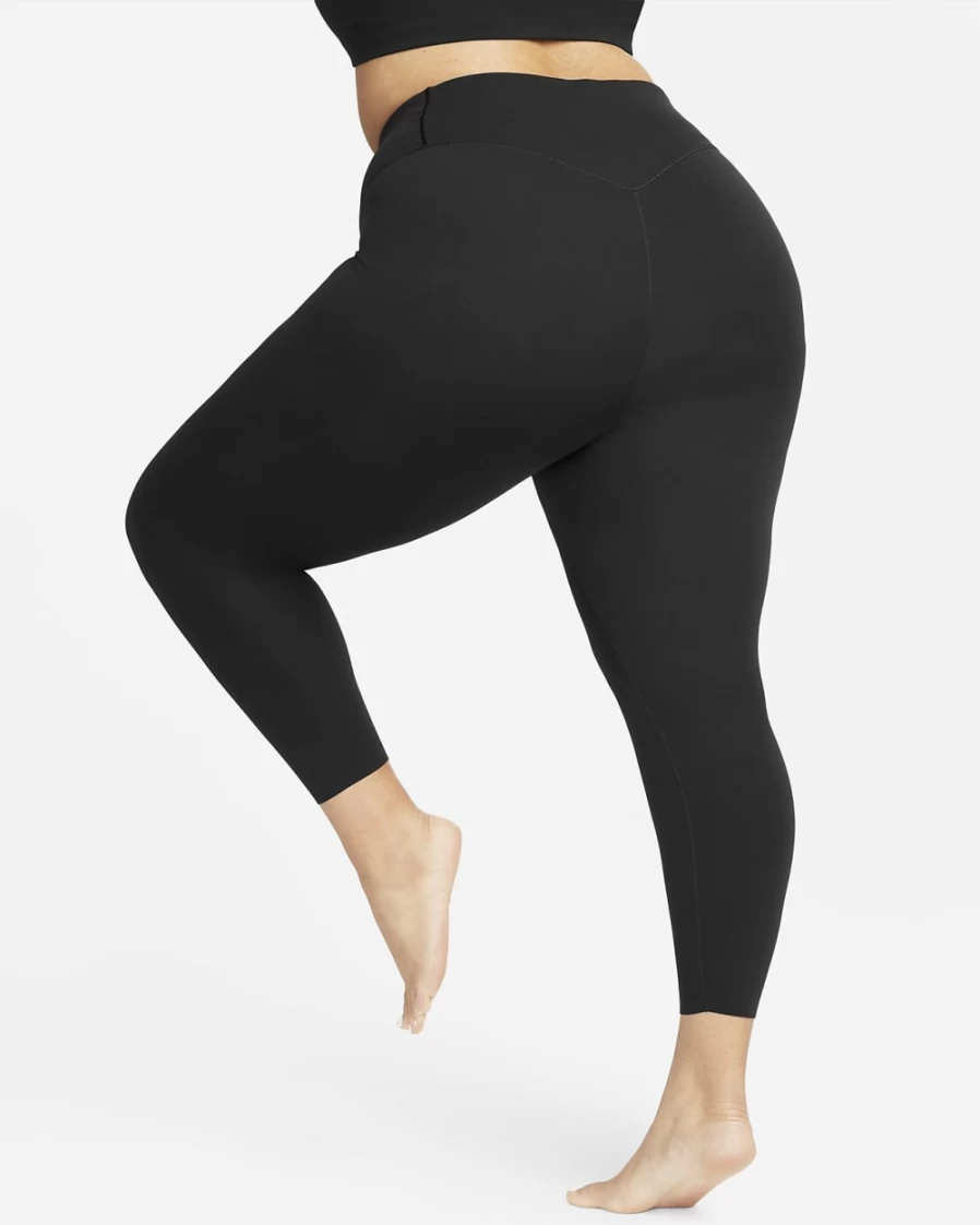 Nike Zenvy Women's High-Waisted 7/8 Leggings - Plus Size Gentle-Support Workout Tights in Black/Black