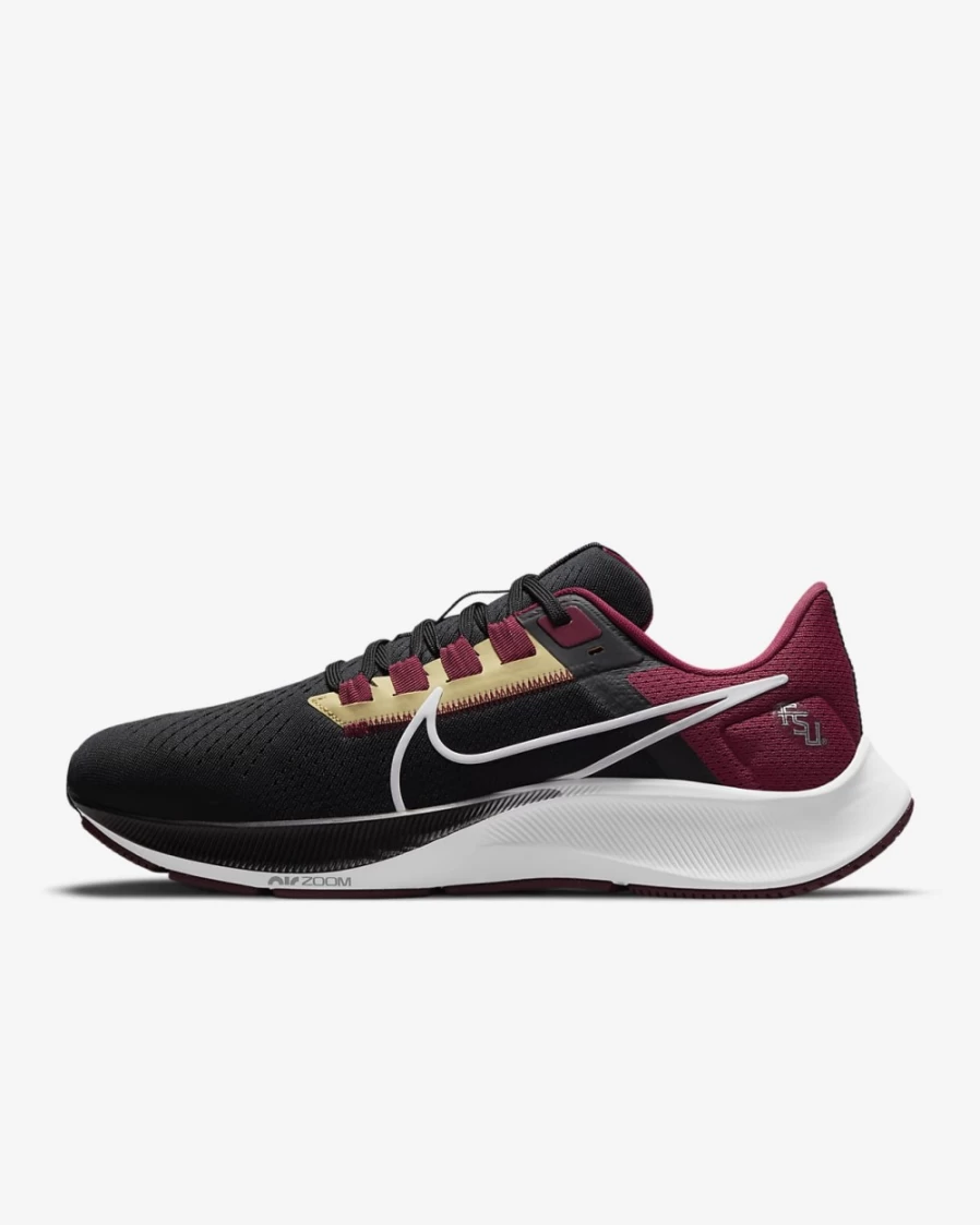 Nike Pegasus 38 Running Shoes for Men & Women - Florida State Edition in Black/Team Maroon/Team Gold/White