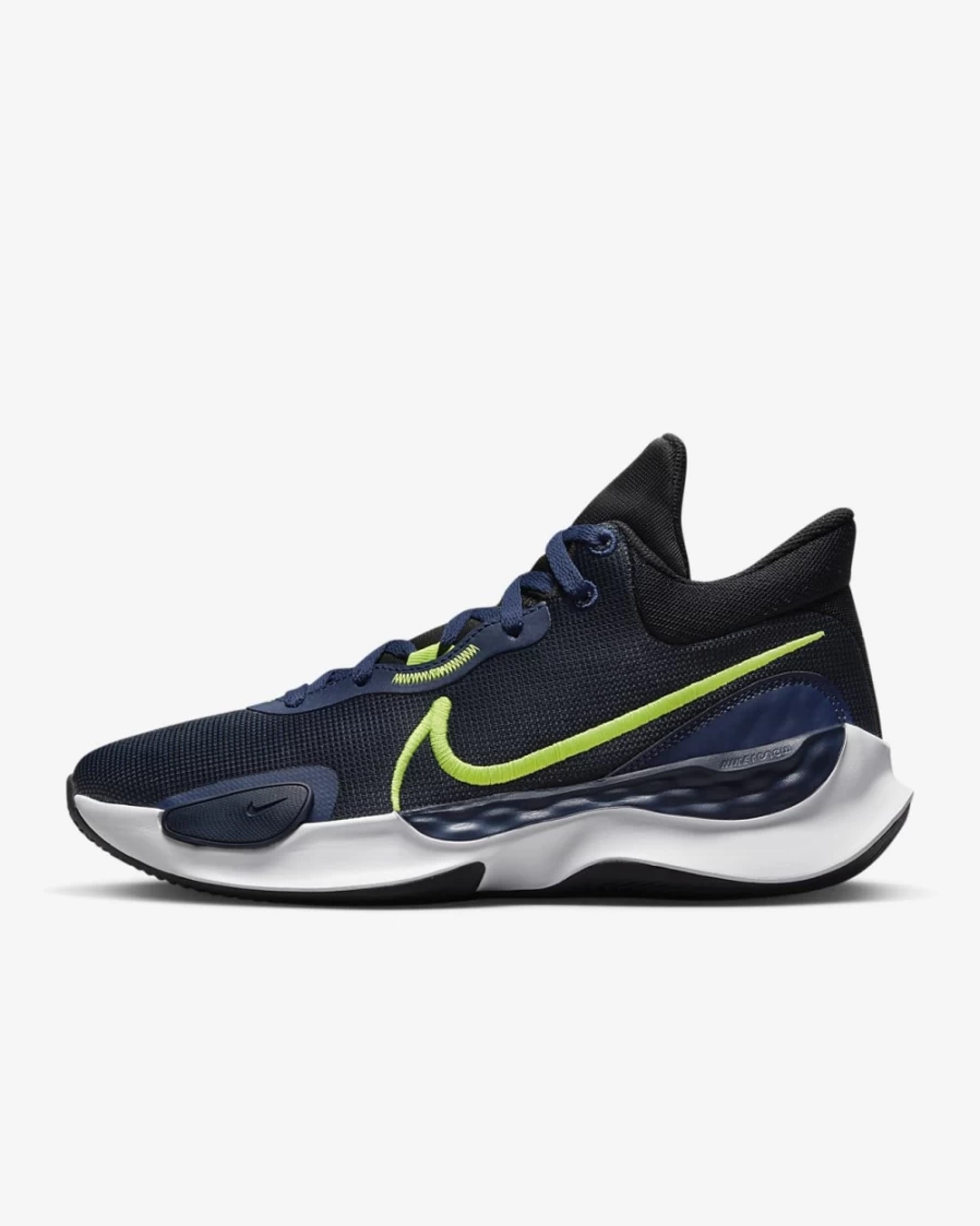 Nike Renew Elevate 3 Basketball Shoes for Men & Women - Black/Midnight Navy/White/Volt