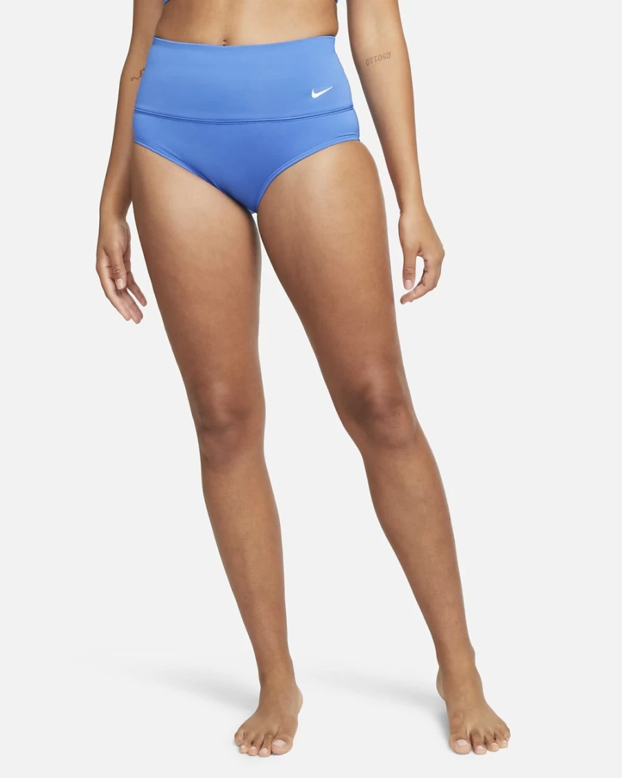 Nike Women's Pacific Blue High-Waisted Swim Bottoms | Essential Swimwear