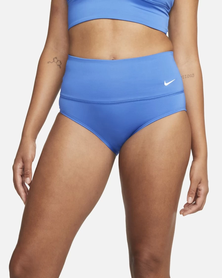 Nike Women's Pacific Blue High-Waisted Swim Bottoms | Essential Swimwear