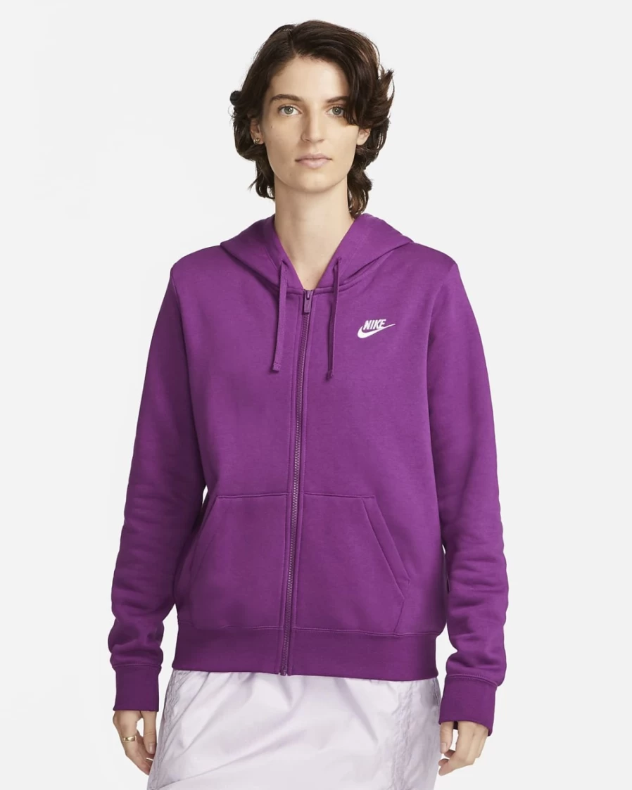 Nike Women's Viotech/White Club Fleece Full-Zip Hoodie - Sportswear Pullover