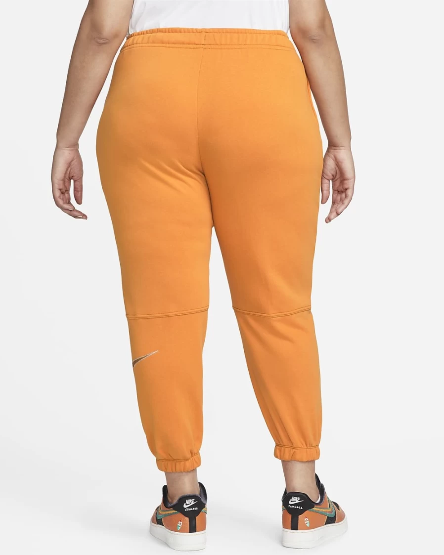 Nike Women's Plus Size High-Rise Joggers in Light Curry, Pearl White & Desert Ochre - Sportswear Swoosh Design