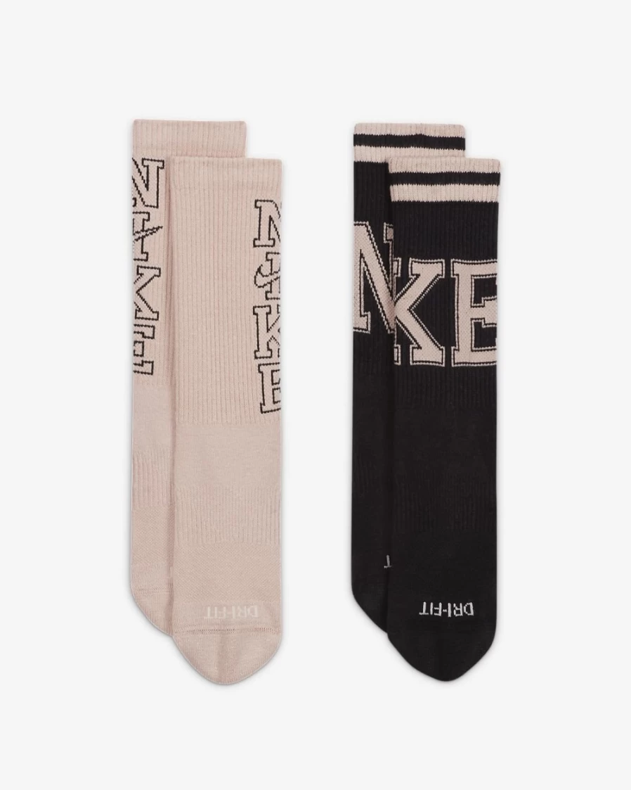 Nike Everyday Plus Cushioned Crew Socks for Men & Women - Multi-Color (2-Pair Pack)