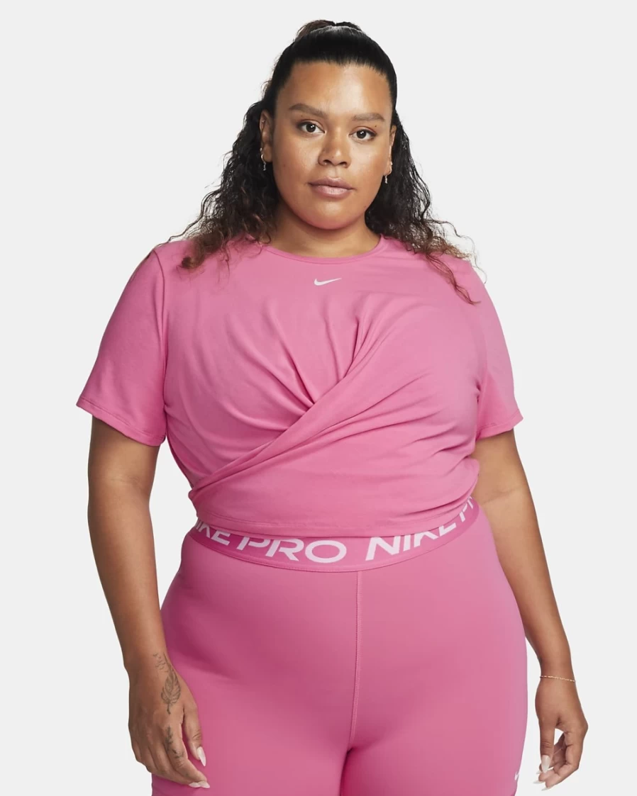 Nike Dri-FIT One Luxe Women's Cropped Short-Sleeve Top in Pinksicle - Plus Size Activewear
