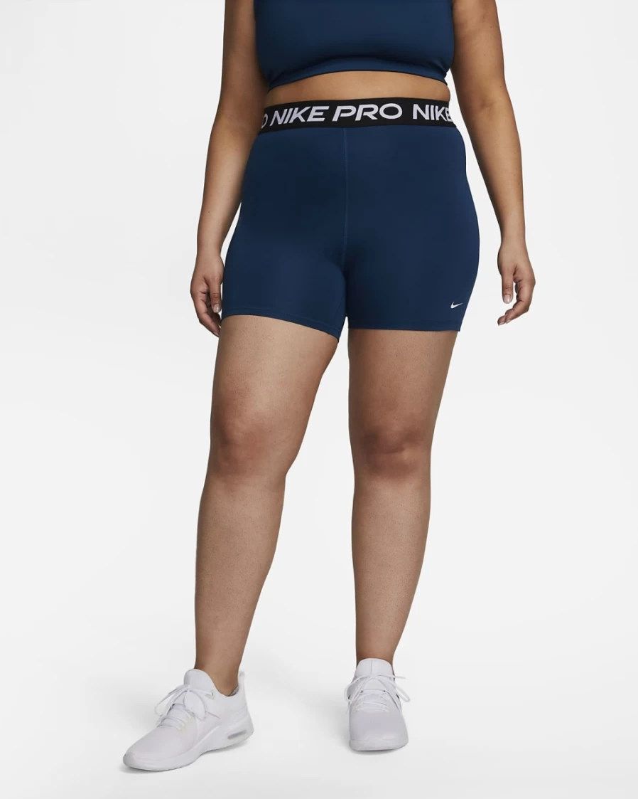 Nike Pro 365 Women's Plus Size 5" Shorts in Valerian Blue, Black & White | High-Performance Athletic Shorts
