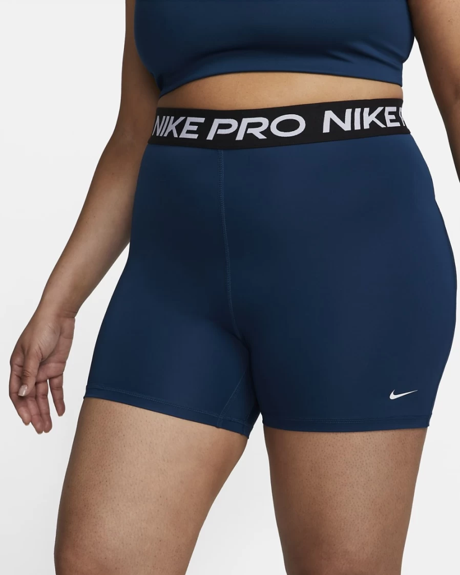 Nike Pro 365 Women's Plus Size 5" Shorts in Valerian Blue, Black & White | High-Performance Athletic Shorts
