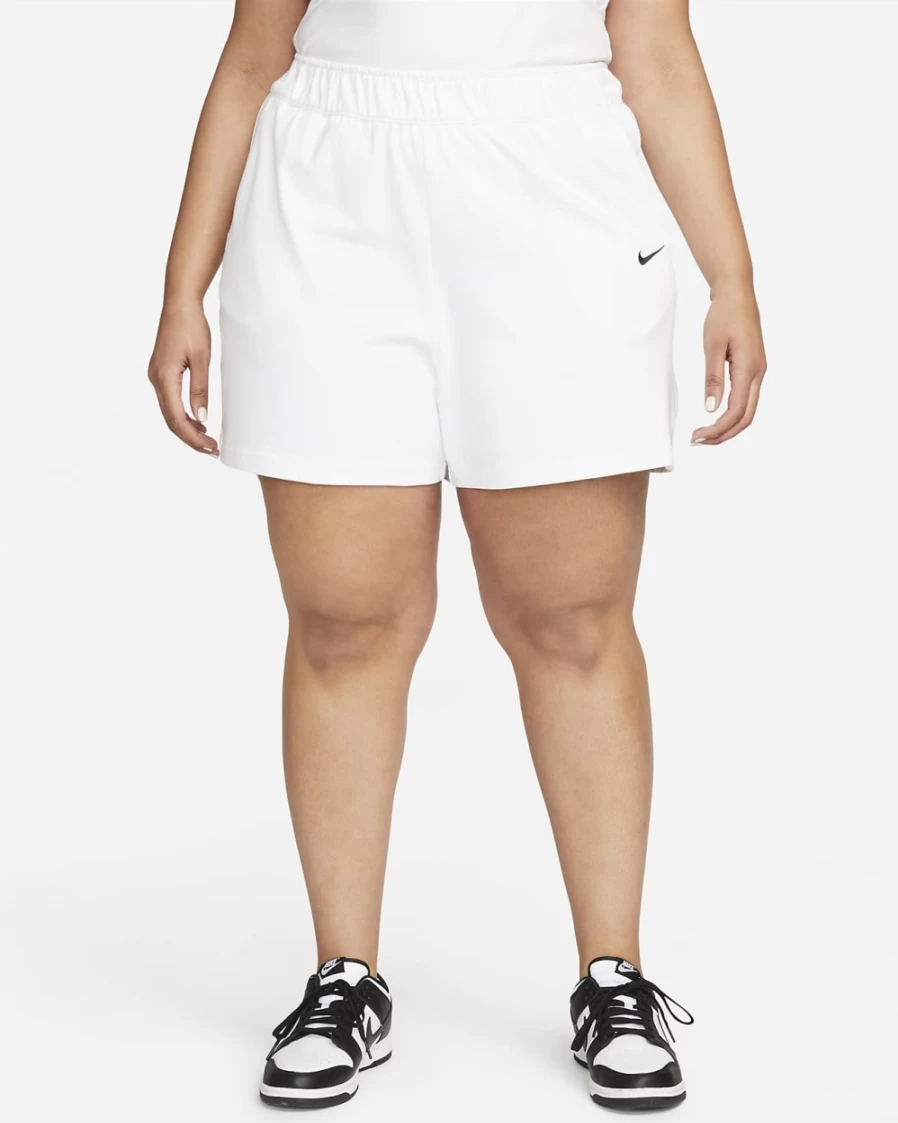 Nike Women's Plus Size Sportswear Jersey Shorts - White & Black Athletic Shorts for Women