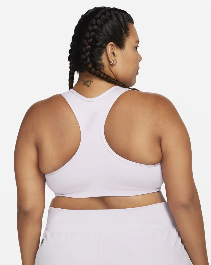 Nike Swoosh Women's Medium-Support Non-Padded Sports Bra in Doll/White - Plus Size Activewear