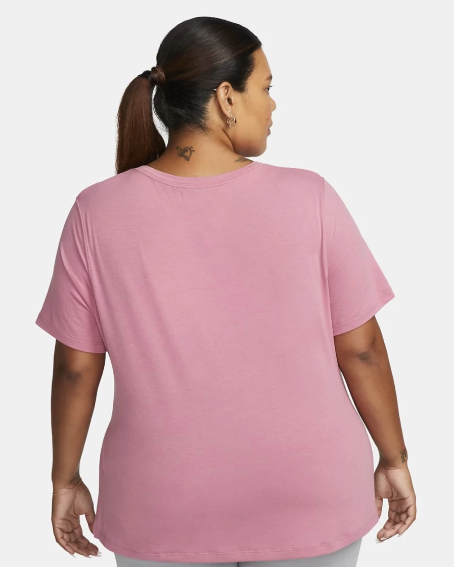 Nike Dri-FIT Women's Plus Size Yoga Top - Desert Berry/Particle Grey