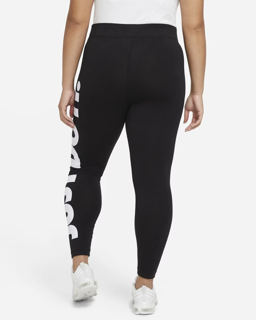 Nike Women's High-Waisted Graphic Leggings - Plus Size Black/White Sportswear Essential