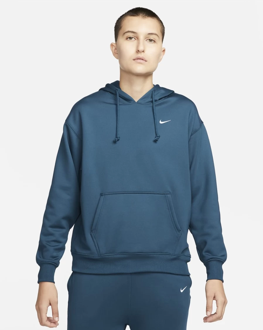 Nike Women's Therma Pullover Hoodie - Valerian Blue/White Training Sweatshirt