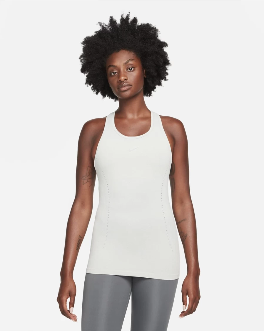 Nike Dri-FIT ADV Aura Women's Slim-Fit Tank Top - Particle Grey/Heather - Moisture-Wicking Athletic Shirt
