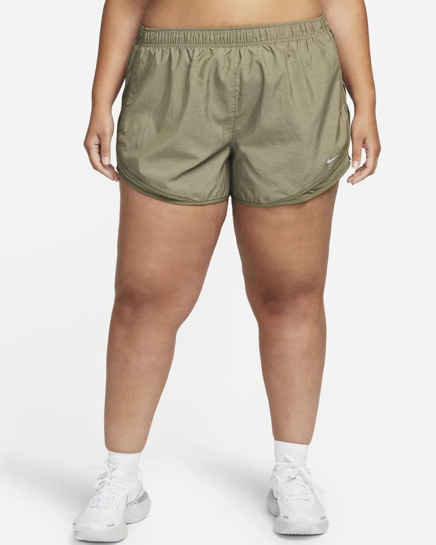 Nike Women's Plus Size Tempo Running Shorts - Medium Olive & Wolf Grey - High-Performance Athletic Shorts