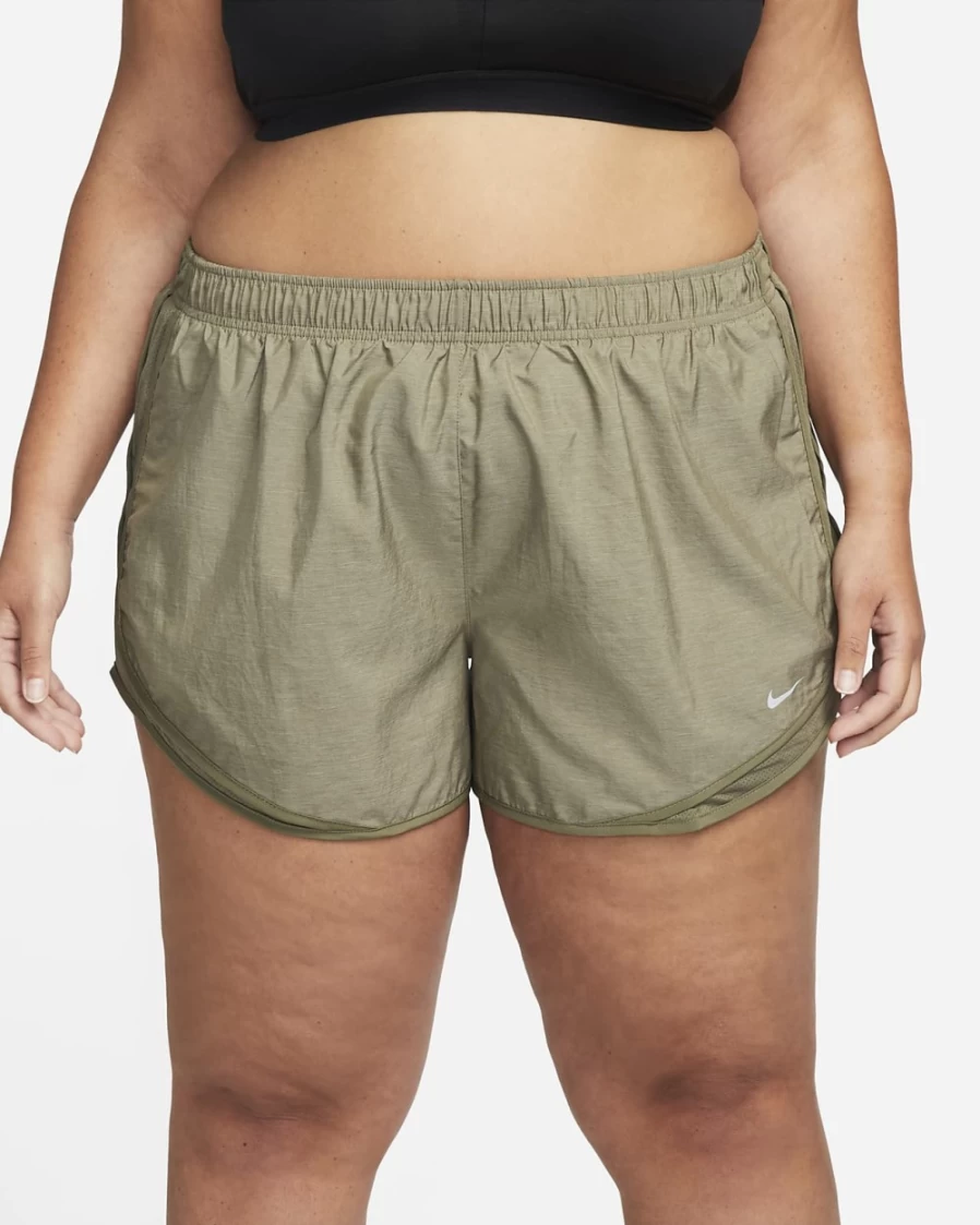 Nike Women's Plus Size Tempo Running Shorts - Medium Olive & Wolf Grey - High-Performance Athletic Shorts