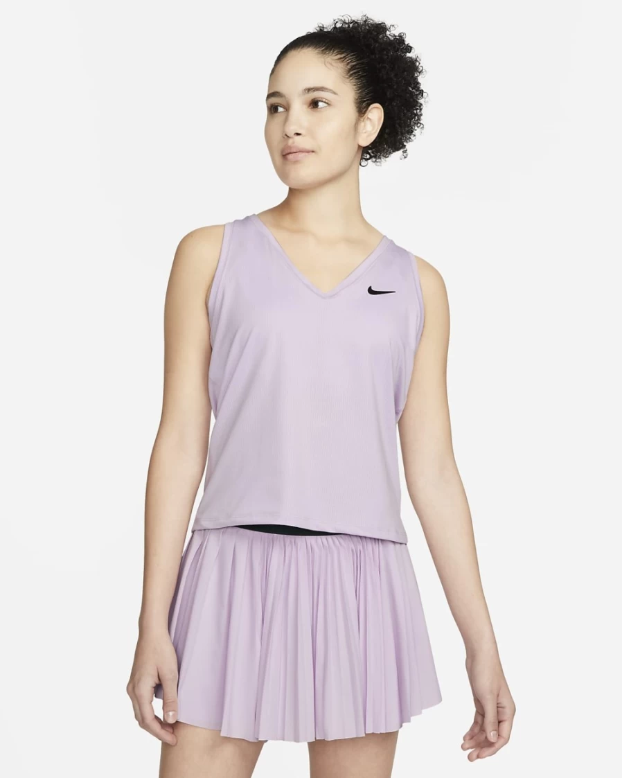 Nike Women's Doll/Black Tennis Tank Top - NikeCourt Victory Athletic Shirt