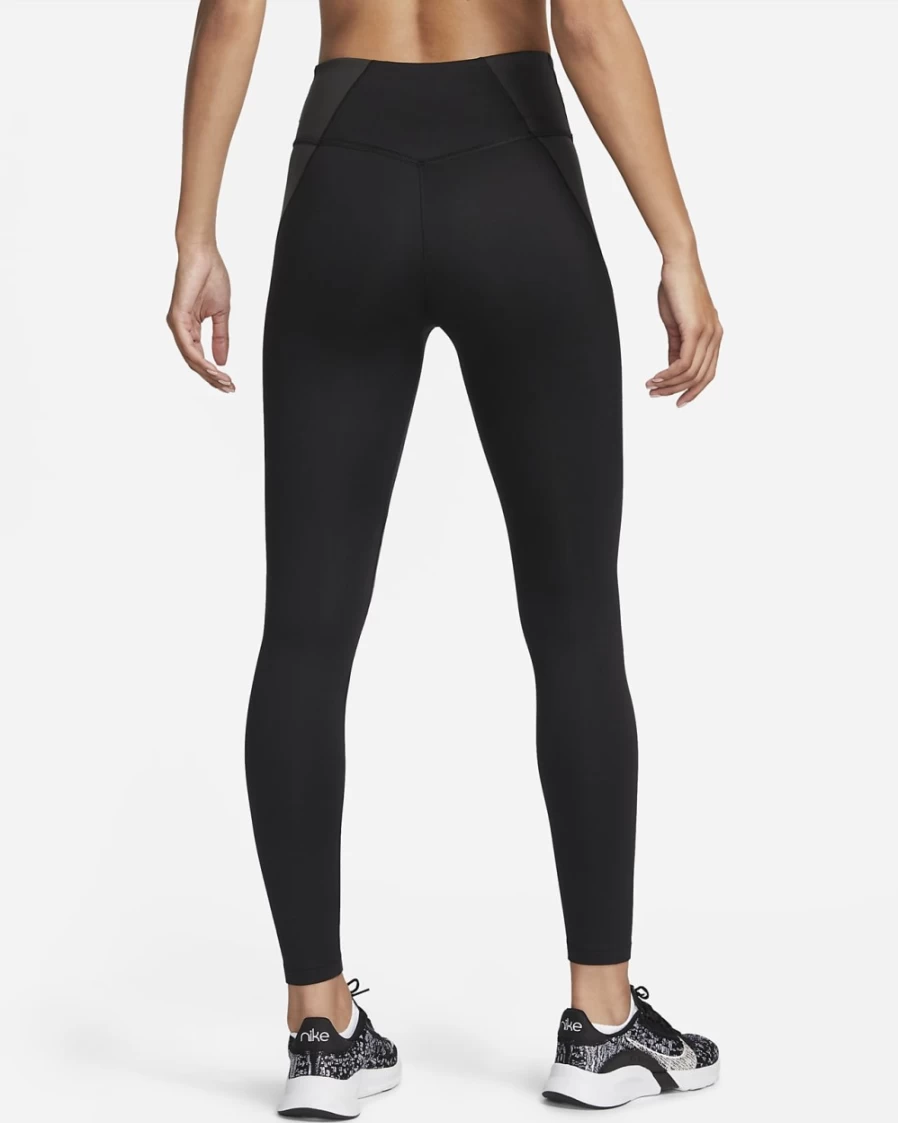 Nike Therma-FIT One Icon Clash Women's Training Leggings - Black, Dark Smoke Grey & White Mid-Rise Workout Tights