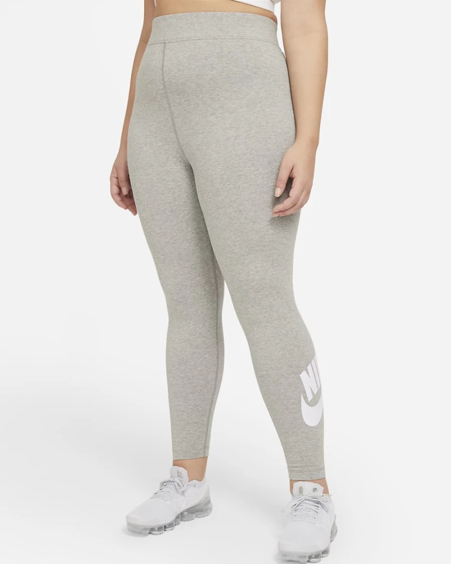 Nike Women's Plus Size High-Waisted Leggings - Dark Grey Heather/White | Sportswear Essential