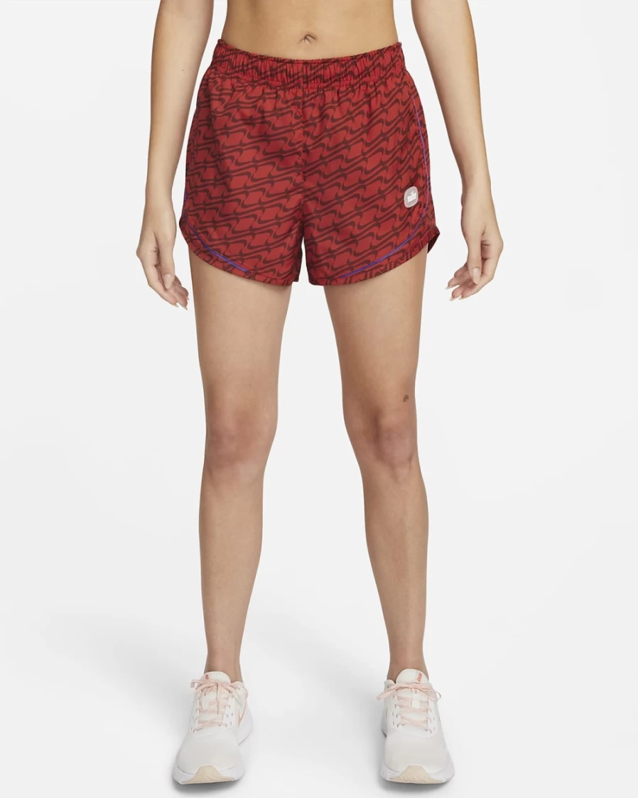 Nike Dri-FIT Tempo Icon Clash Women's Running Shorts - Cinnabar, Lapis & White Colorblock Design