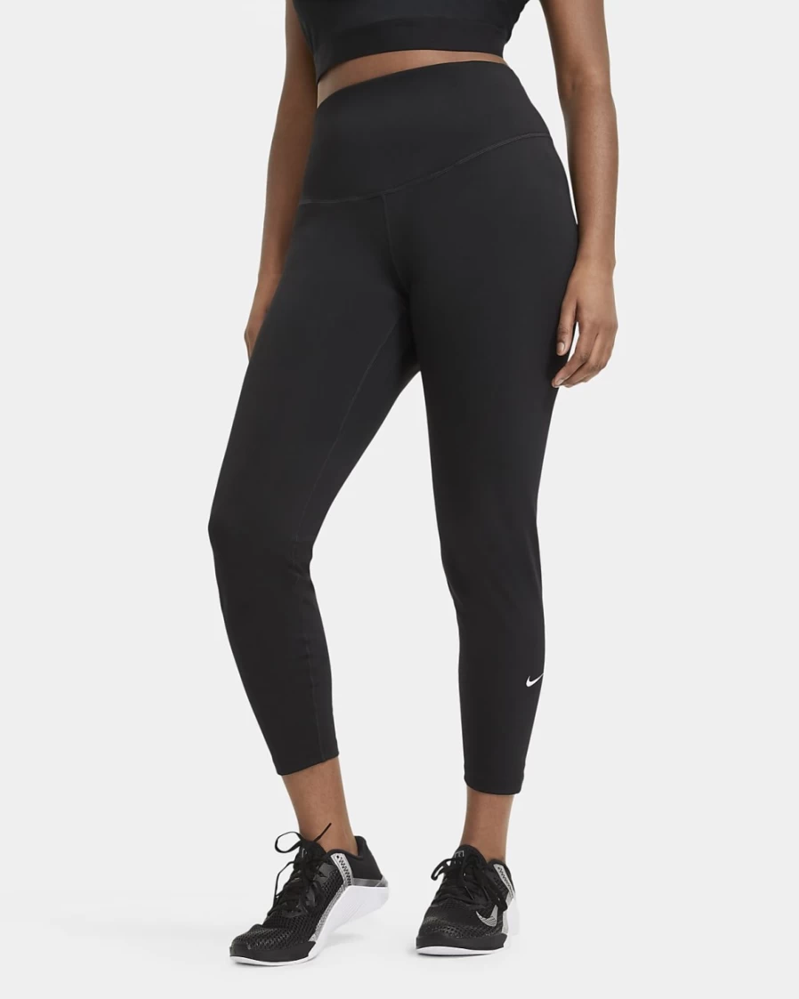 Nike One Women's Mid-Rise Black/White Leggings - Plus Size Activewear
