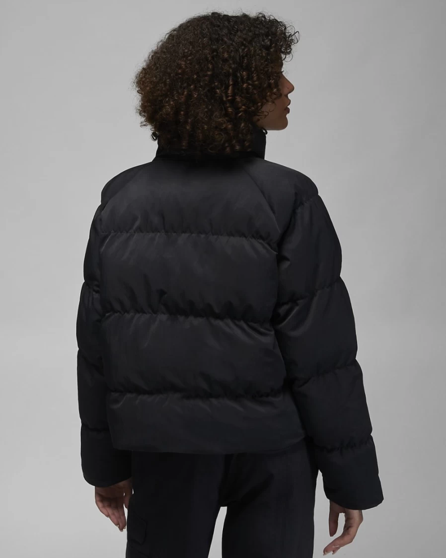 Nike Jordan Flight Women's Puffer Jacket - Black/White Winter Coat for Women