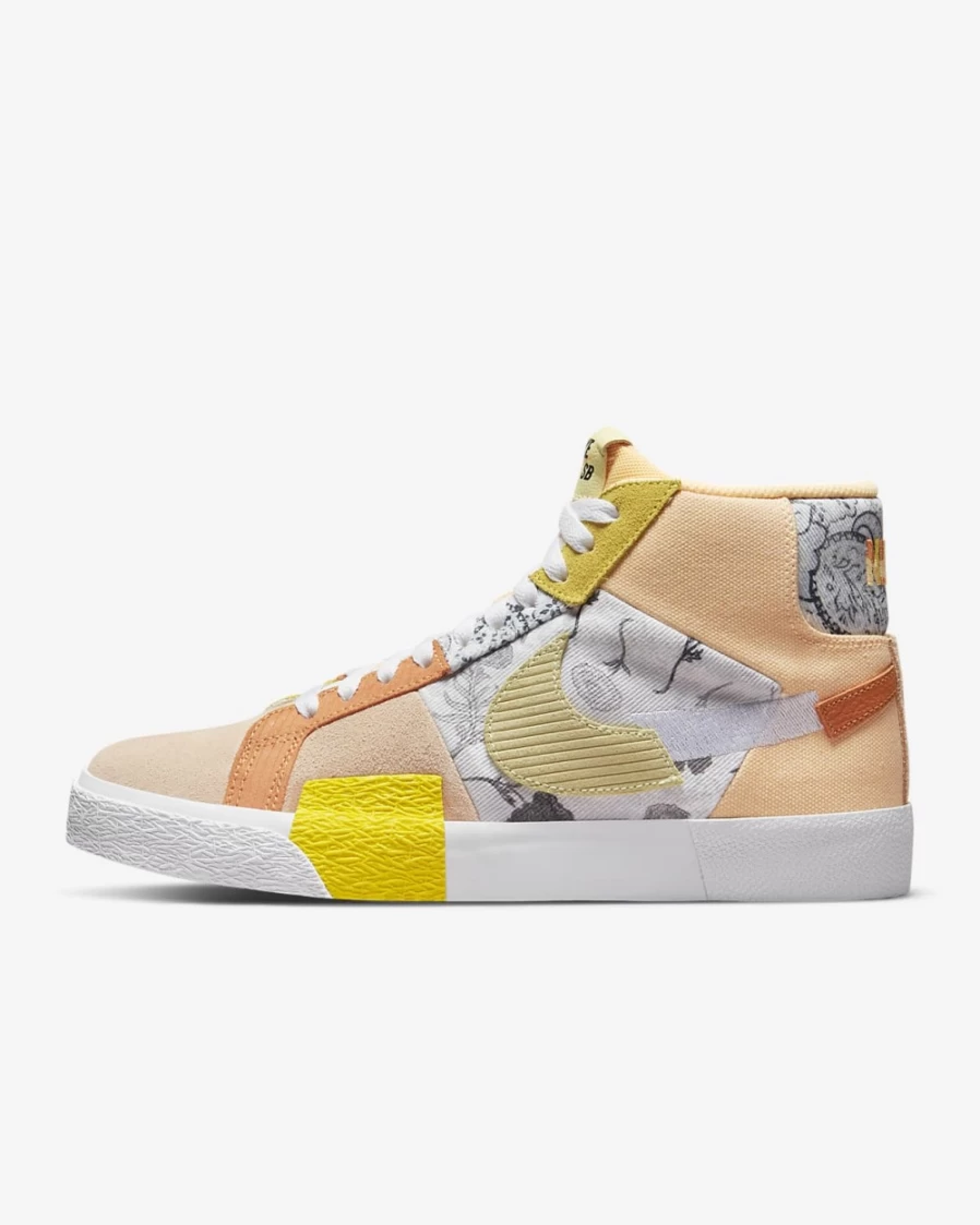 Nike SB Zoom Blazer Mid PRM Skate Shoes for Men & Women - Melon Tint/White/Sport Orange/Citron Tint Colorway