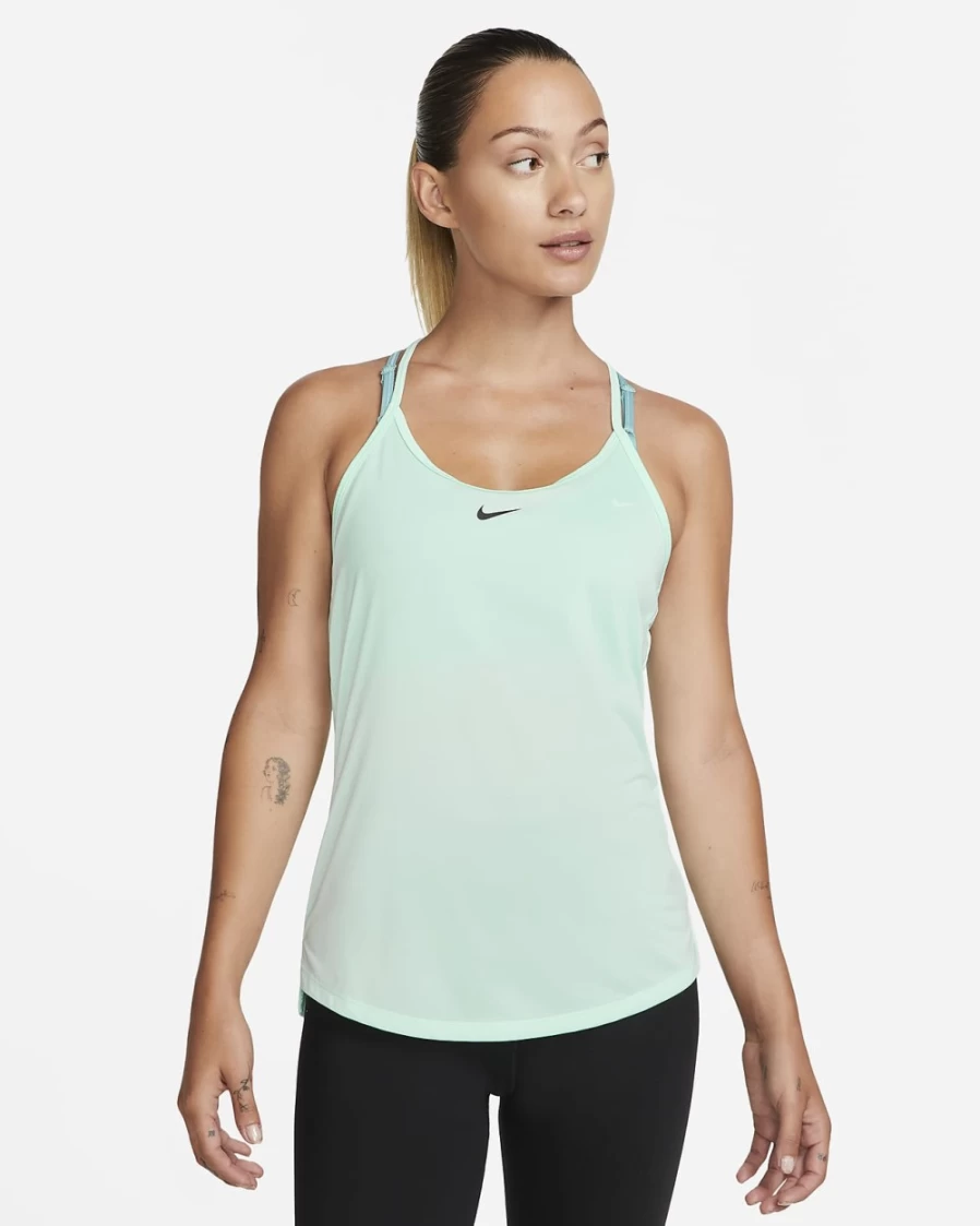 Nike Dri-FIT One Elastika Women's Tank Top - Mint Foam/Black - Moisture-Wicking & Breathable