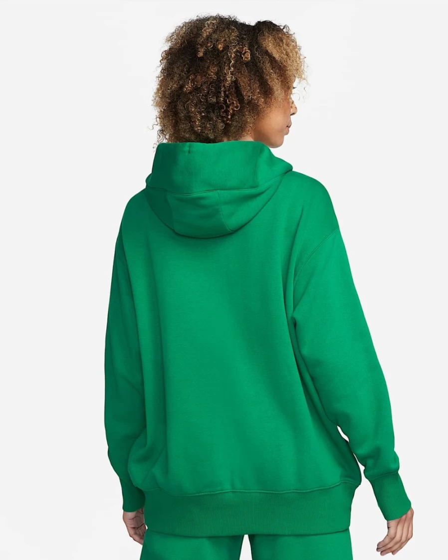 Nike Women's Malachite Green Oversized Full-Zip Fleece Hoodie - Phoenix Collection Sportswear