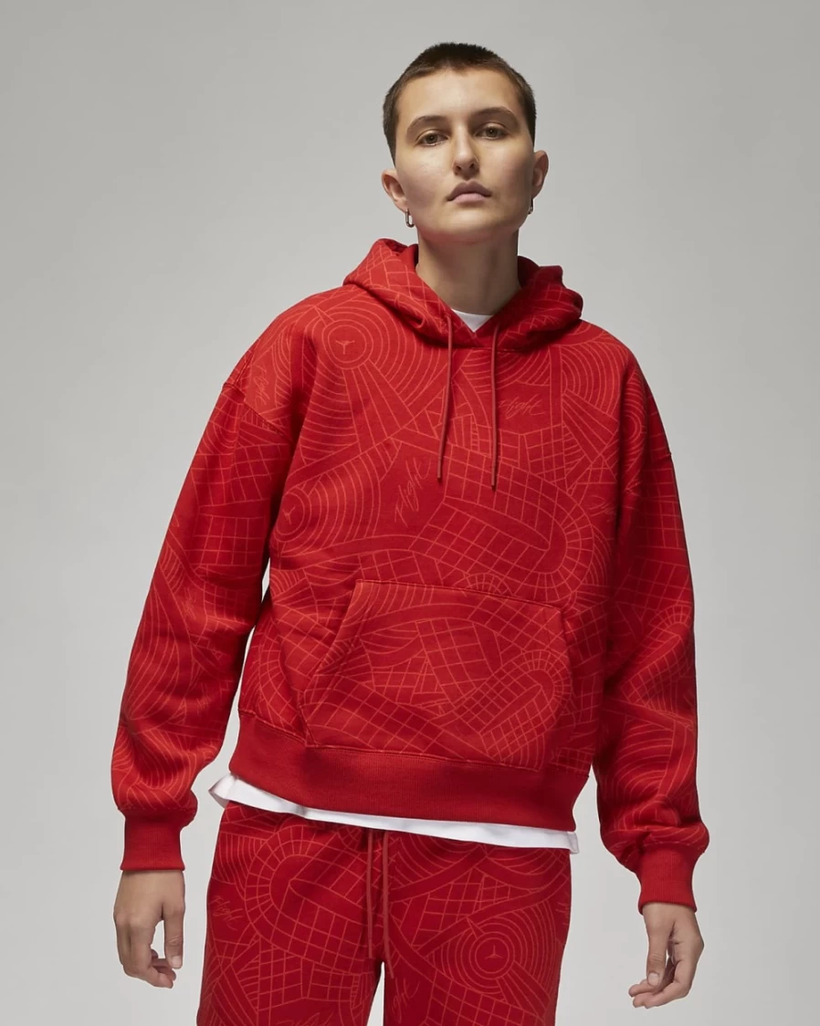 Nike Women's Jordan Brooklyn Fleece Pullover Hoodie - Gym Red