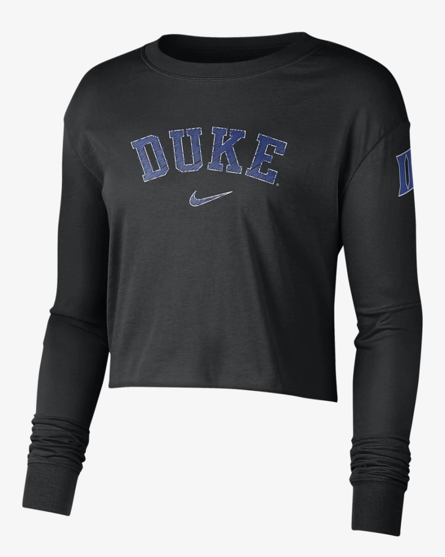 Nike Duke Women's Black Cropped Long-Sleeve T-Shirt