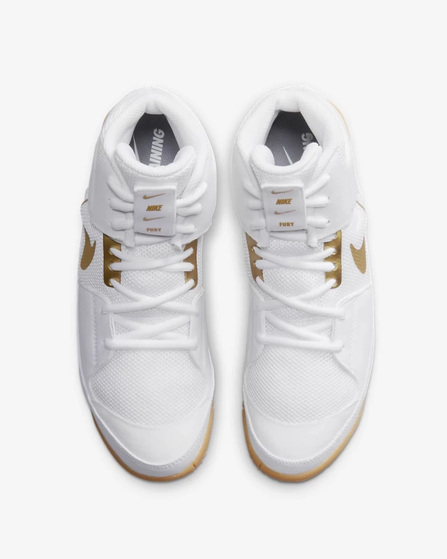 Nike Fury Wrestling Shoes for Men & Women - White/Cool Grey/Metallic Gold