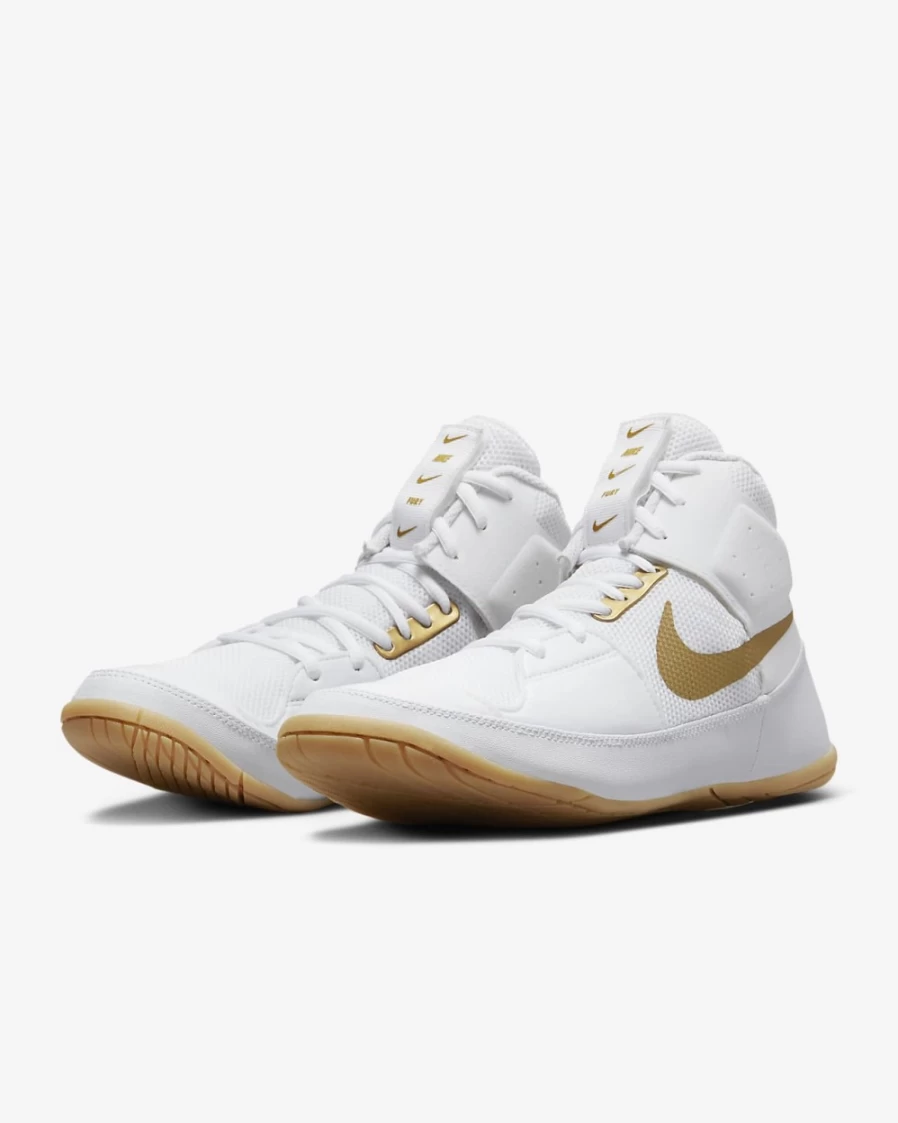 Nike Fury Wrestling Shoes for Men & Women - White/Cool Grey/Metallic Gold