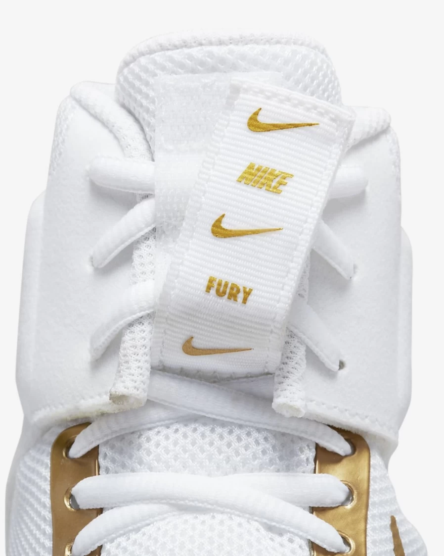 Nike Fury Wrestling Shoes for Men & Women - White/Cool Grey/Metallic Gold