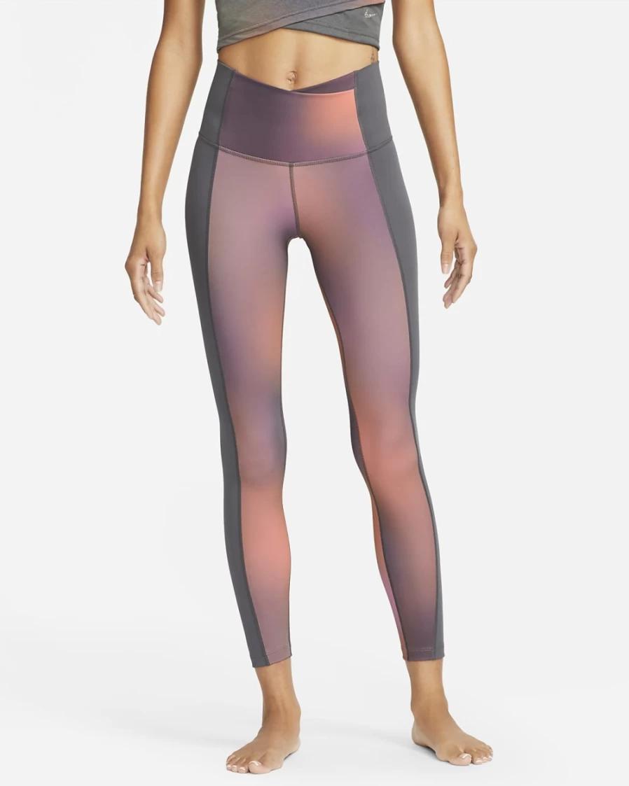 Nike Women's Iron Grey High-Waisted 7/8 Printed Yoga Leggings
