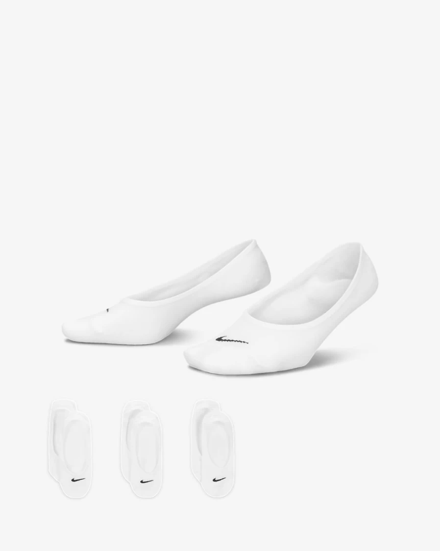 Nike Women's White/Black Lightweight Training Socks 3-Pack - Everyday Comfort Footie Socks for Workouts