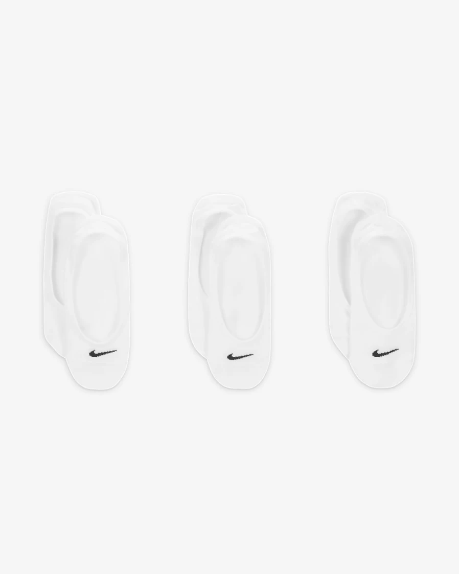 Nike Women's White/Black Lightweight Training Socks 3-Pack - Everyday Comfort Footie Socks for Workouts