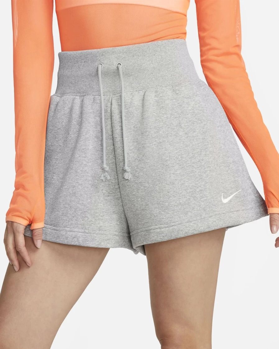 Nike Women's High-Waisted Phoenix Fleece Shorts - Dark Grey Heather/Sail