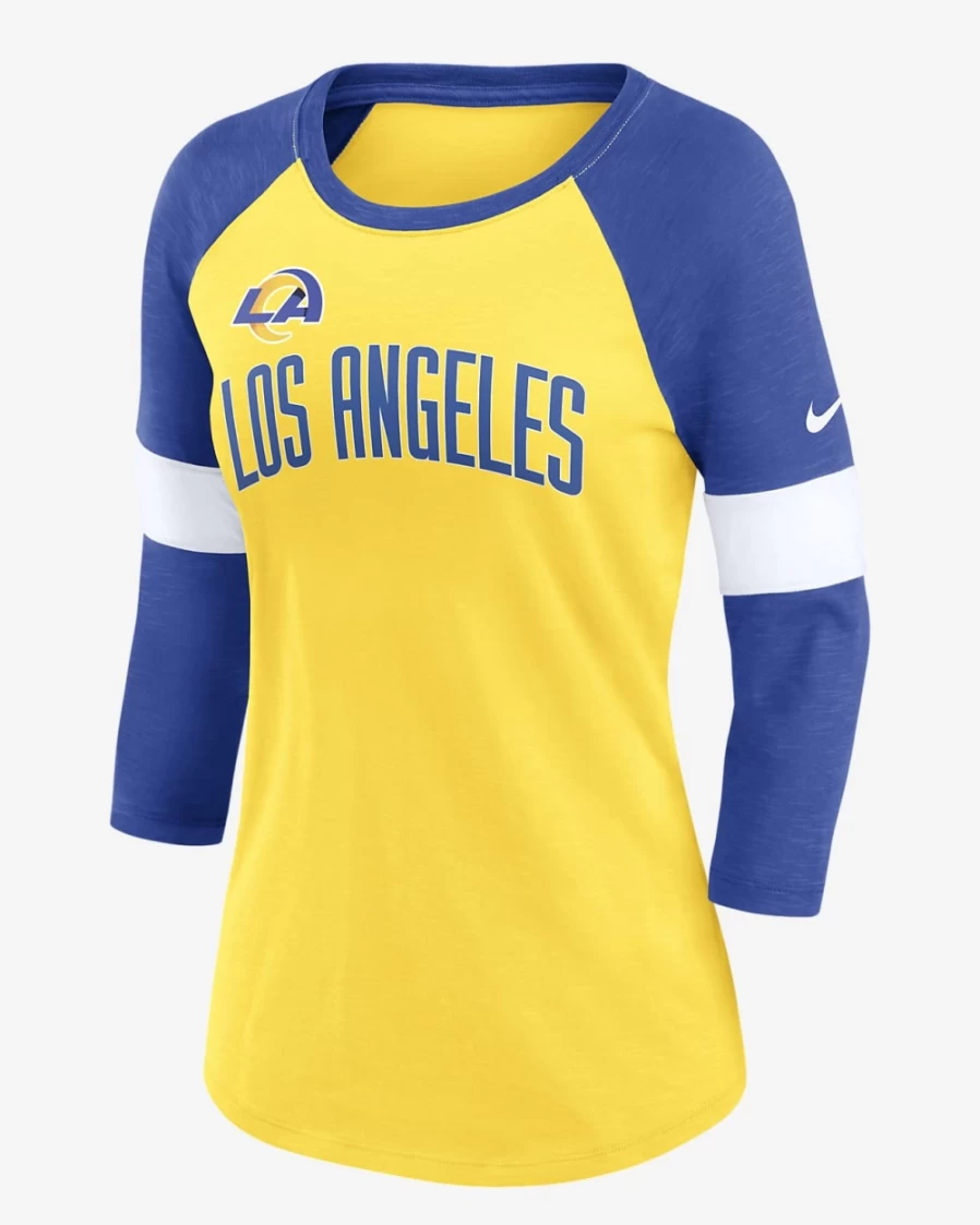 Nike Los Angeles Rams Gold Pride 3/4-Sleeve T-Shirt for Women