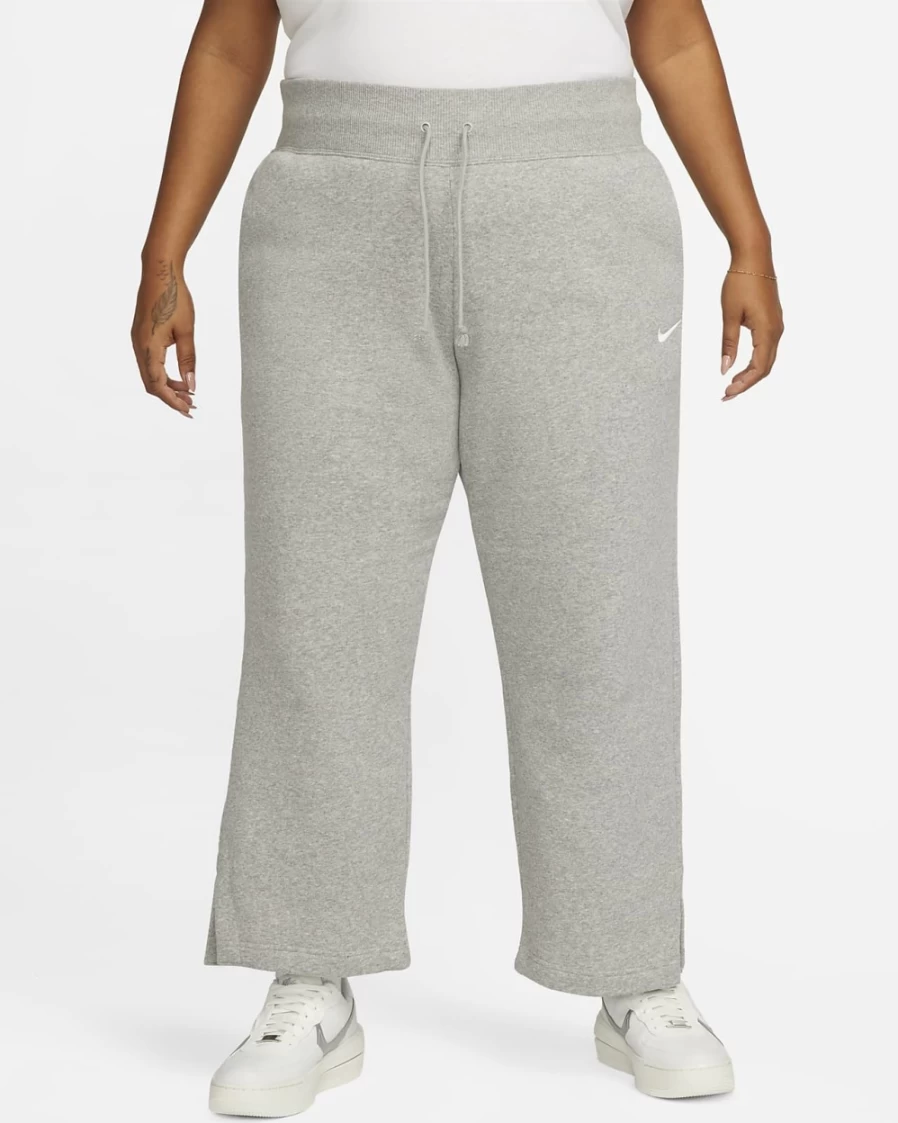 Nike Women's Plus Size High-Waisted Wide-Leg Sweatpants - Dark Grey Heather/Sail, Phoenix Fleece Sportswear