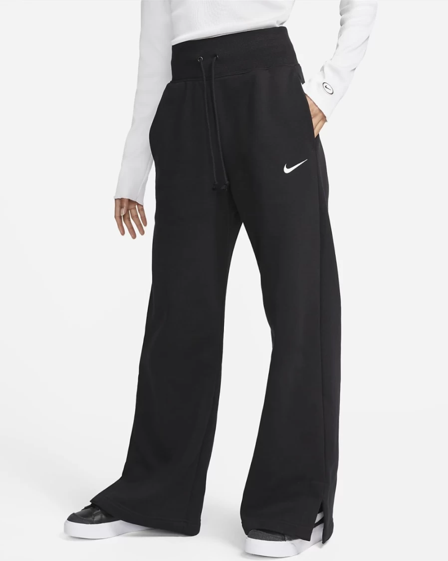 Nike Women's High-Waisted Wide-Leg Sweatpants - Black/Sail | Phoenix Fleece Sportswear