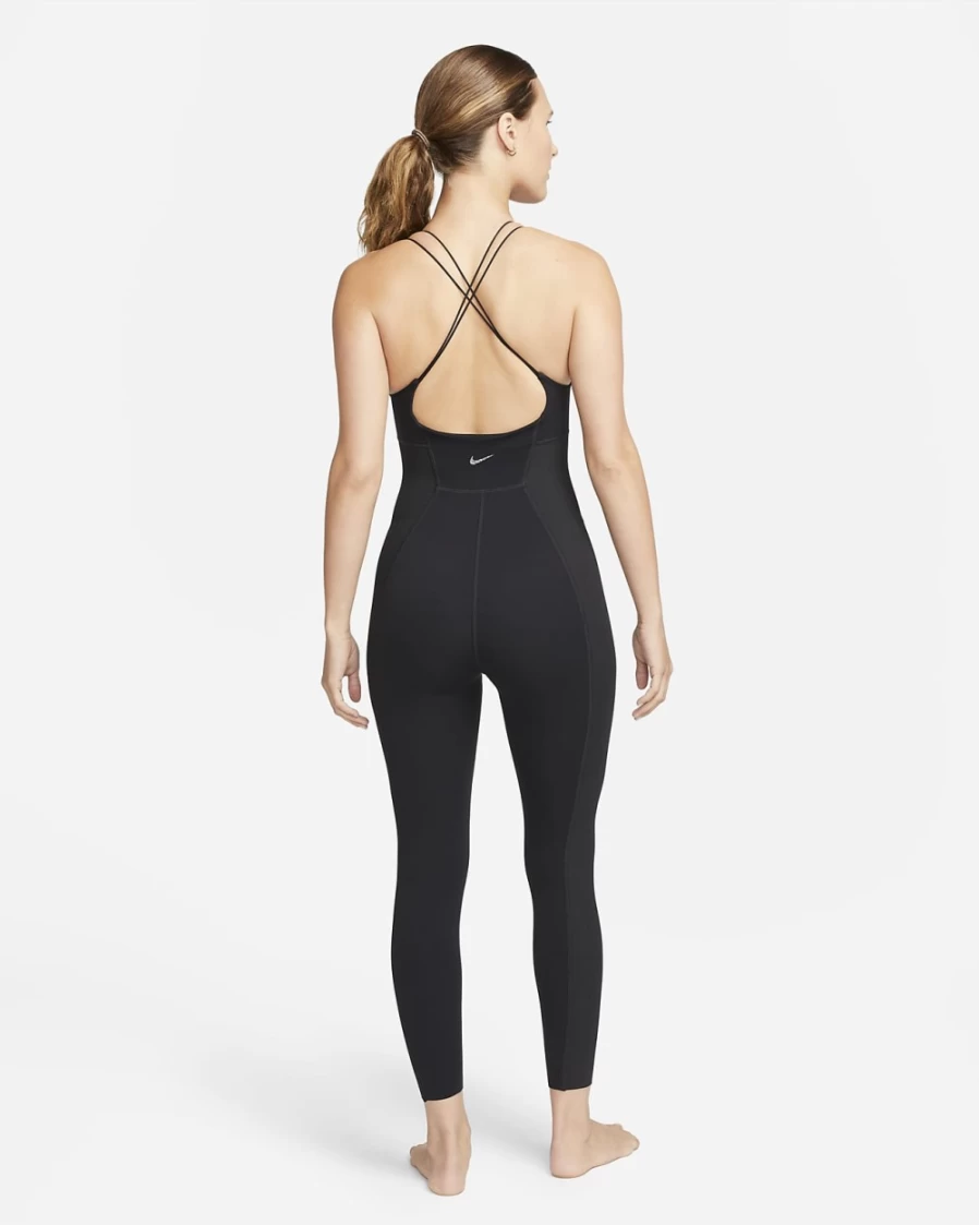 Nike Women's Black Dri-FIT Luxe 7/8 Yoga Jumpsuit - Moisture-Wicking Workout Outfit