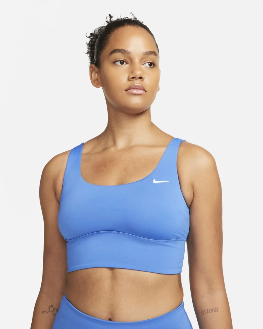 Nike Women's Pacific Blue Scoop Neck Midkini Swim Top - Essential Swimwear Collection