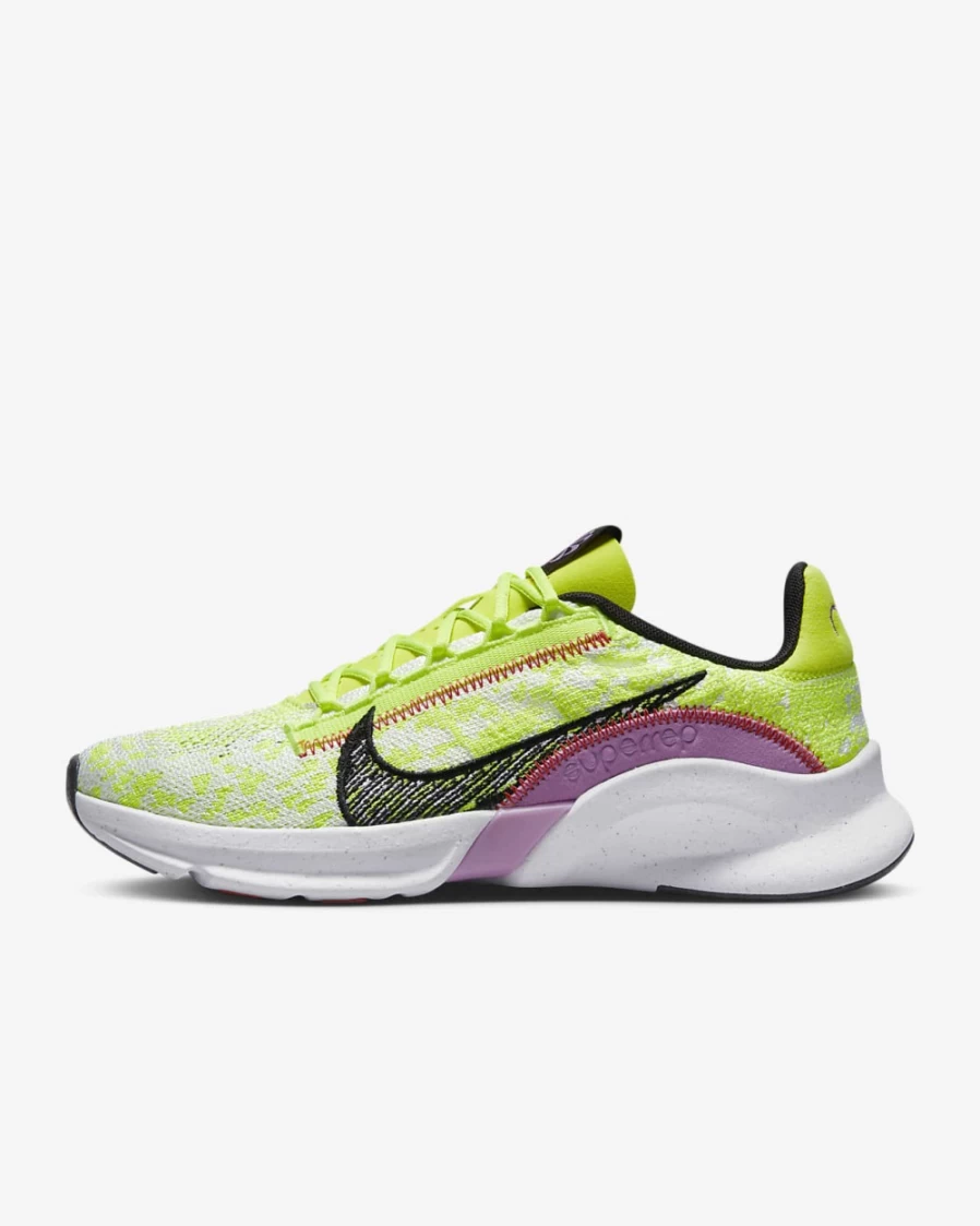 Nike SuperRep Go 3 Flyknit Next Nature Women's Training Shoes - Volt/White/Rush Fuchsia/Black